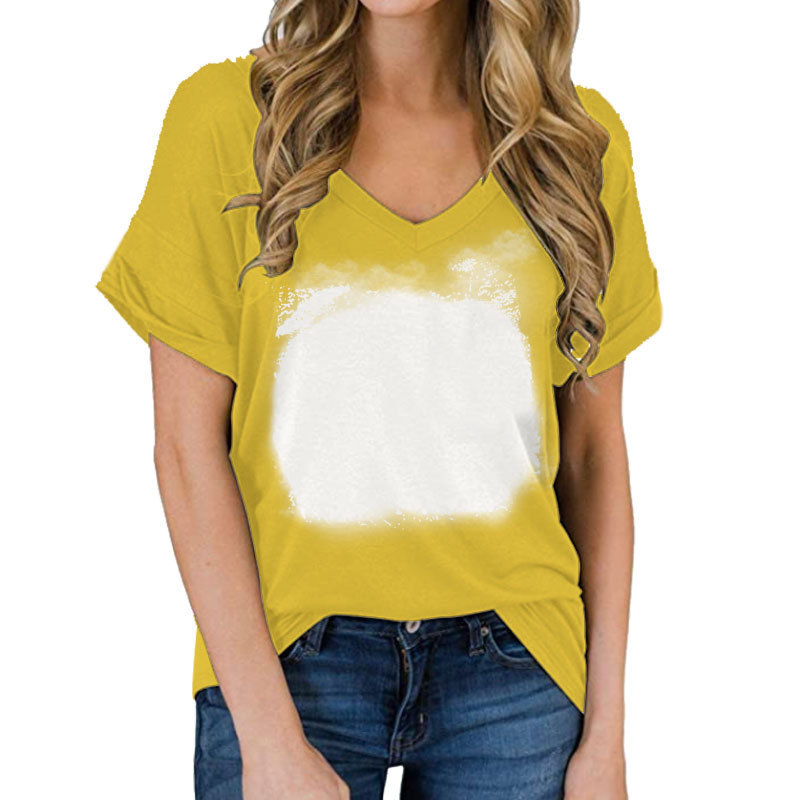BCT39-Sublimation Bleach V-neck T-shirt