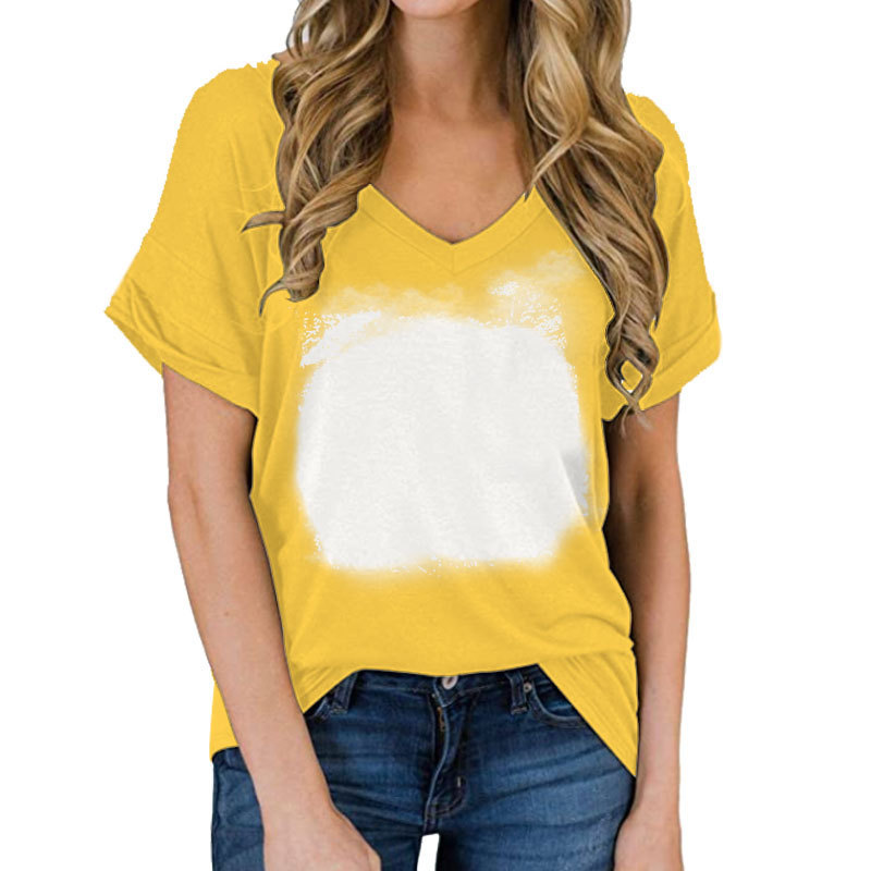 BCT39-Sublimation Bleach V-neck T-shirt