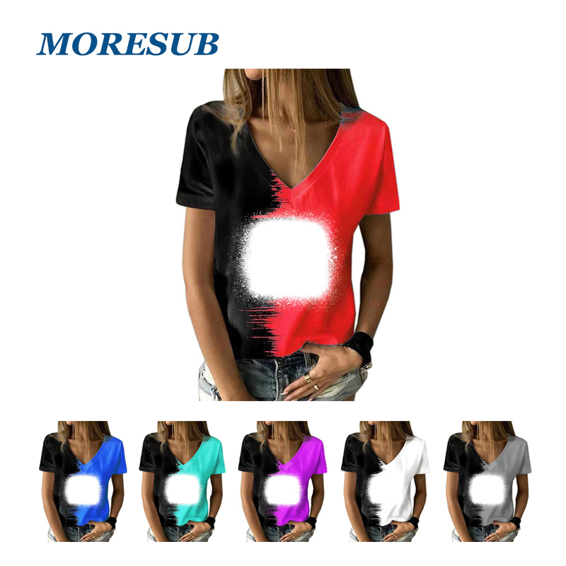 BCT40-Sublimation Bleach V-neck T-shirt