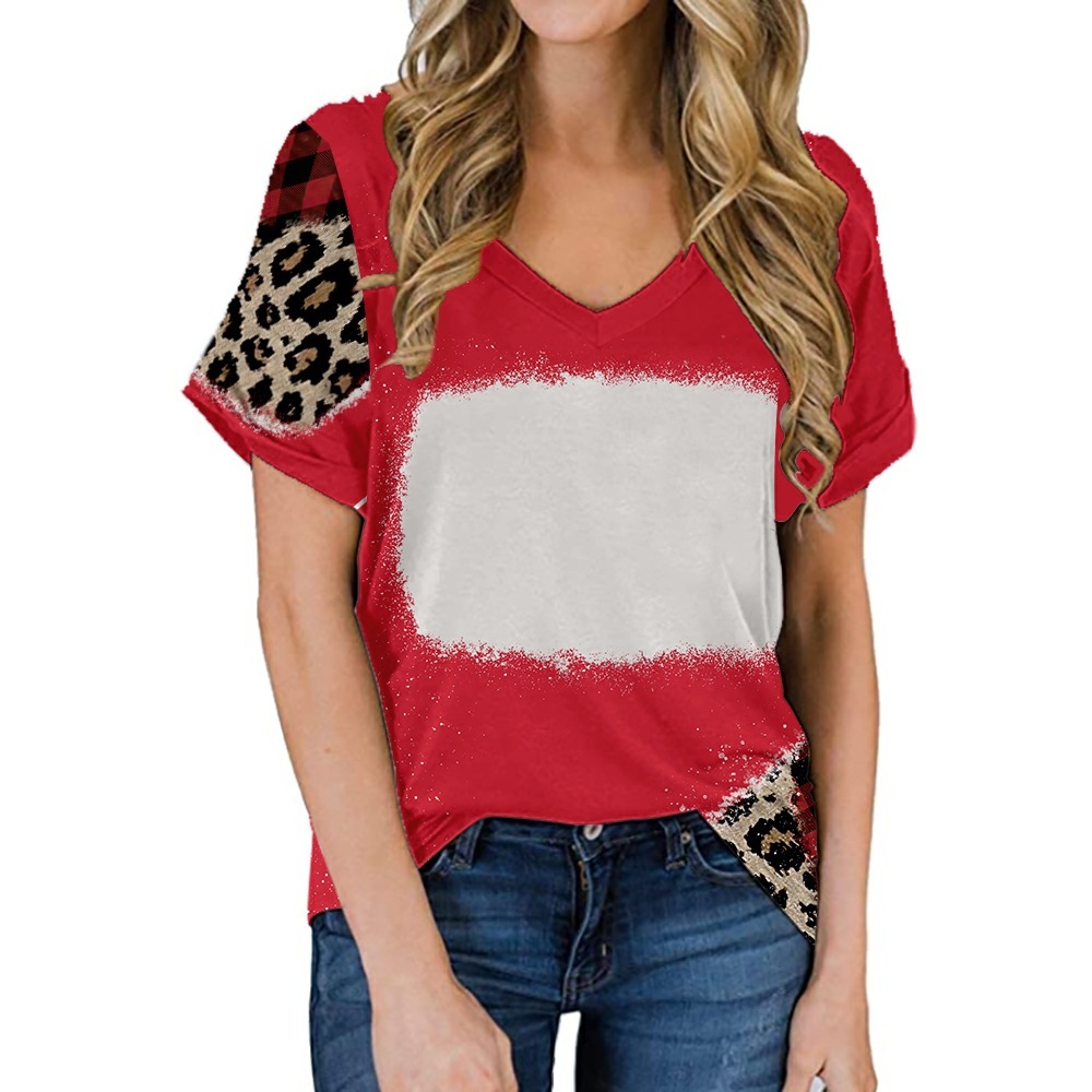 BCT36-Sublimation Bleach V-neck T-shirt