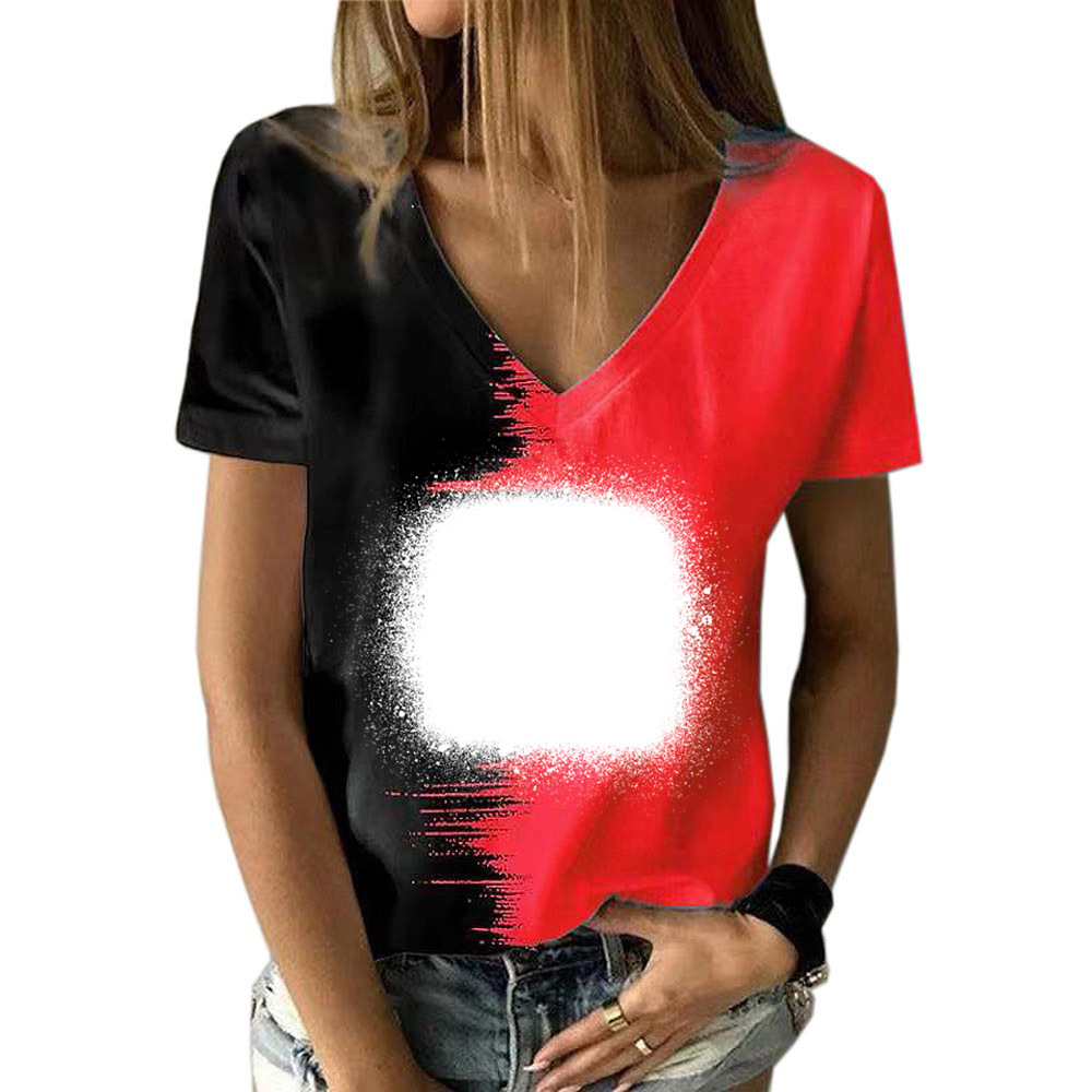BCT40-Sublimation Bleach V-neck T-shirt