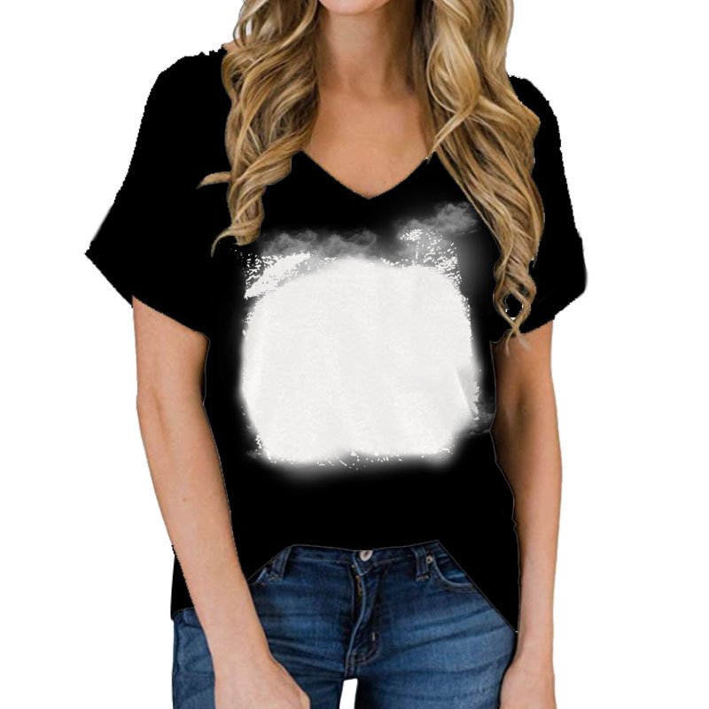 BCT39-Sublimation Bleach V-neck T-shirt