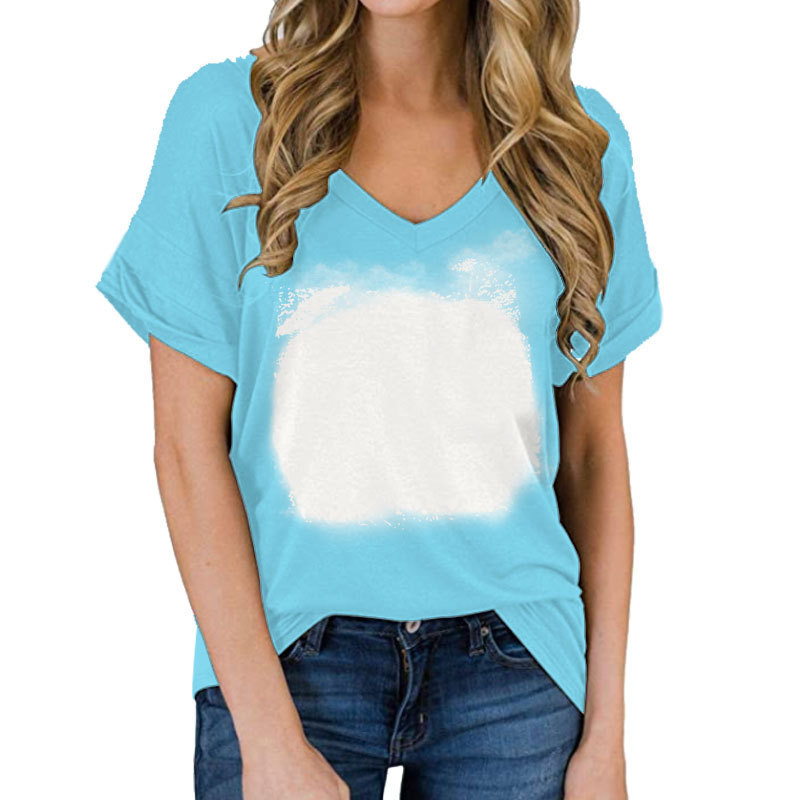 BCT39-Sublimation Bleach V-neck T-shirt