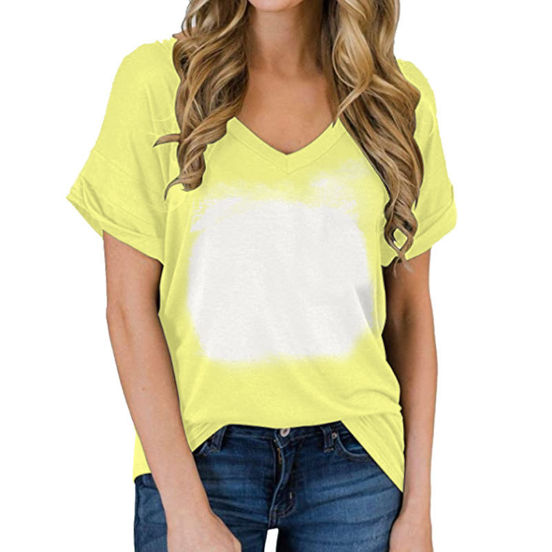 BCT39-Sublimation Bleach V-neck T-shirt