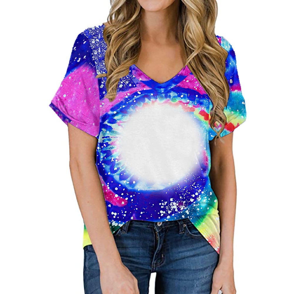 VNTSA-Sublimation Bleach V-neck T-shirt