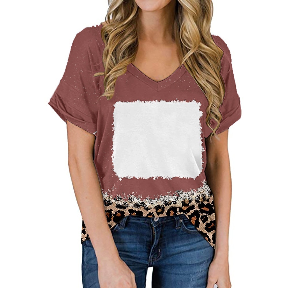 BCT36-Sublimation Bleach V-neck T-shirt