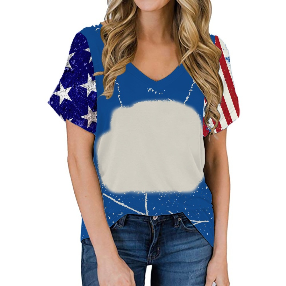 BCT38-Sublimation Bleach V-neck T-shirt