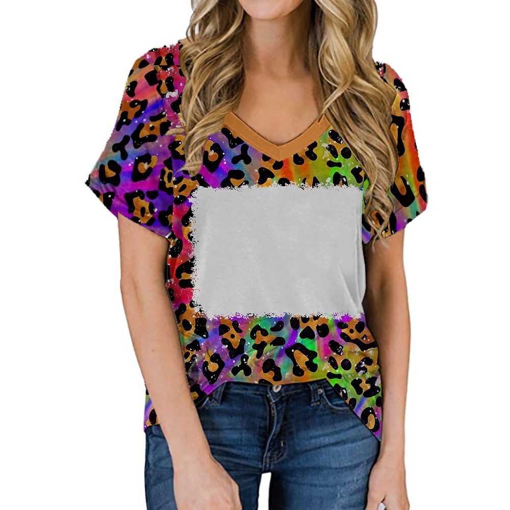 BCT34-Sublimation Bleach V-neck T-shirt