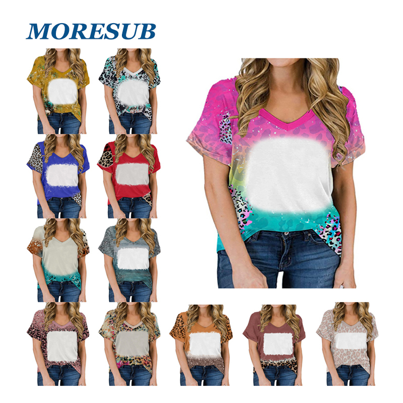 BCT36-Sublimation Bleach V-neck T-shirt
