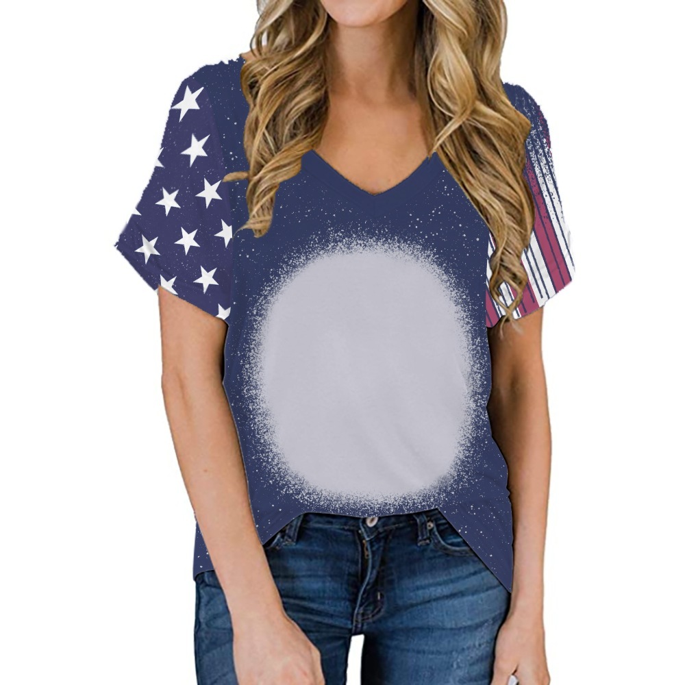 BCT38-Sublimation Bleach V-neck T-shirt
