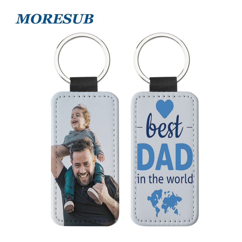 PUK08-Sublimation PU Leather Double Sided Keychain