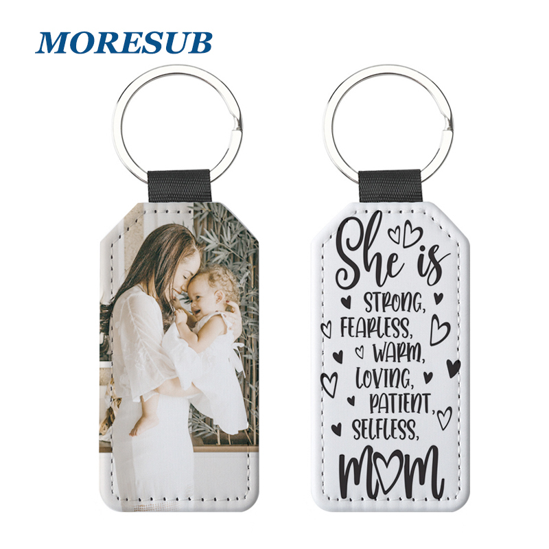 PUK08-Sublimation PU Leather Double Sided Keychain