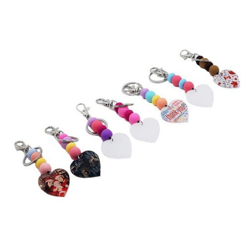 MKC88-Sublimation Acrylic Heart Keychain
