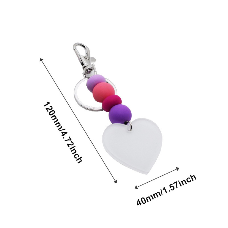 MKC88-Sublimation Acrylic Heart Keychain