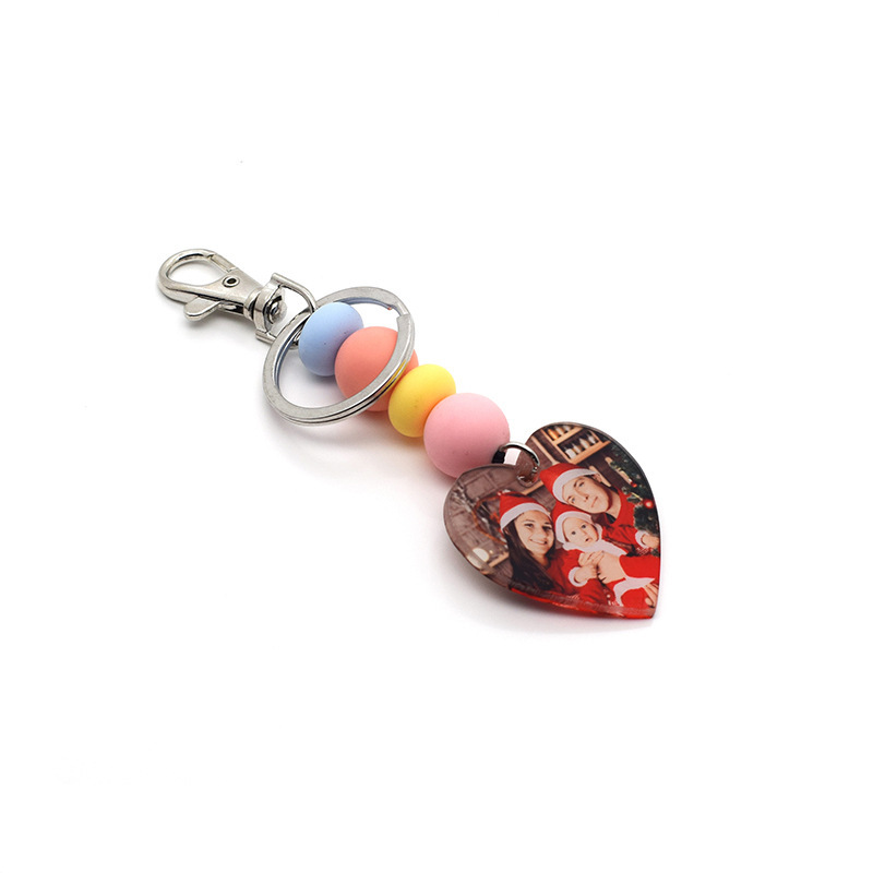MKC88-Sublimation Acrylic Heart Keychain