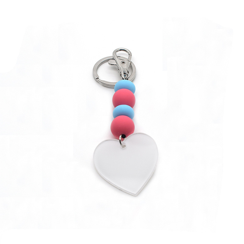MKC88-Sublimation Acrylic Heart Keychain
