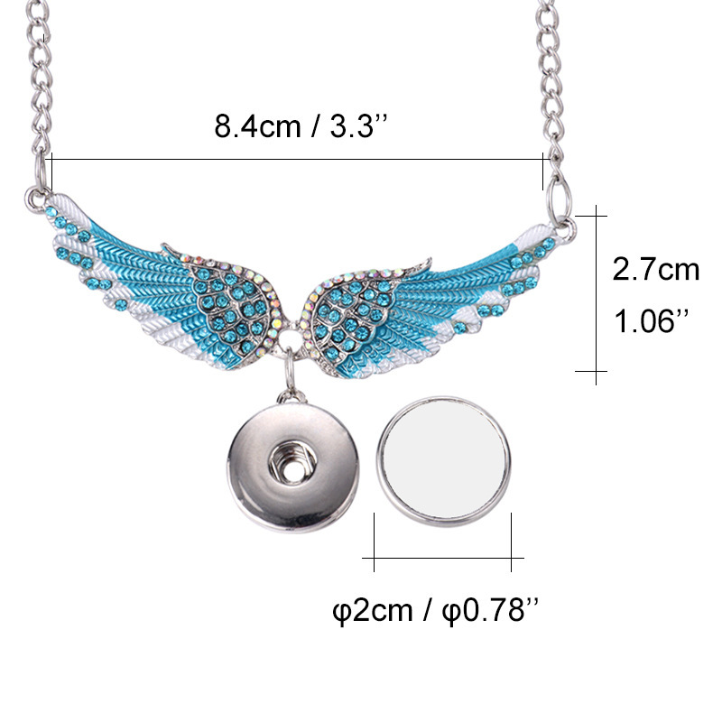 NLS75-Sublimation Blue Angel Wings Necklace