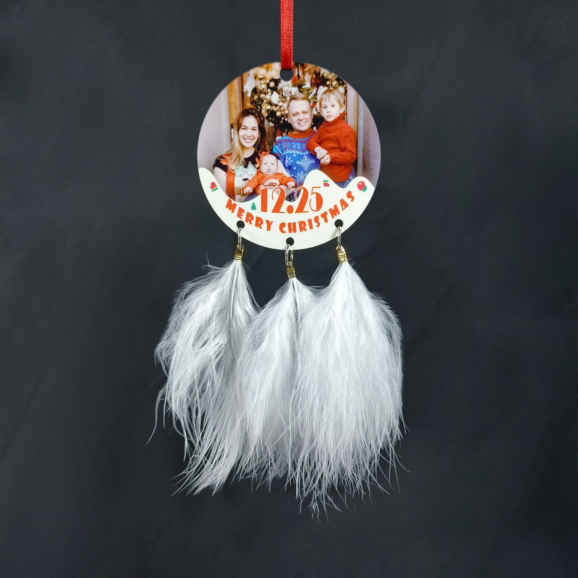 CMP42-Sublimation Christmas Feather Square Pendant