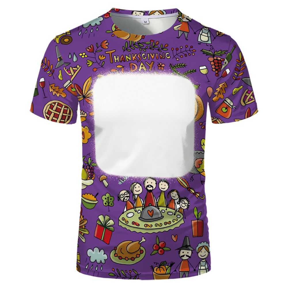 BCT42-Sublimation Thanksgiving Bleach T-shirt