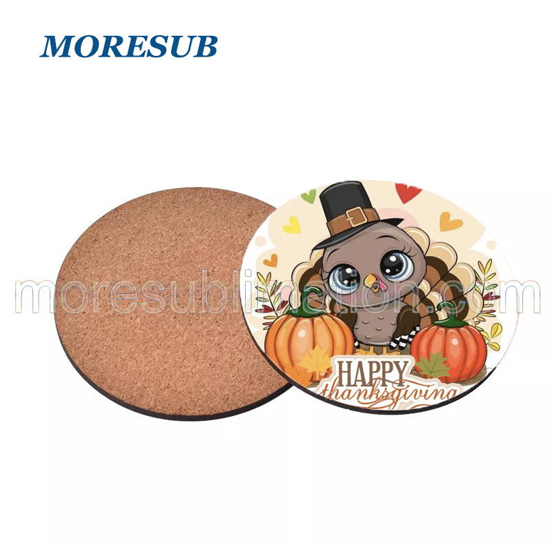 SUWC04-Sublimation 3.5" Round Coaster With Cork
