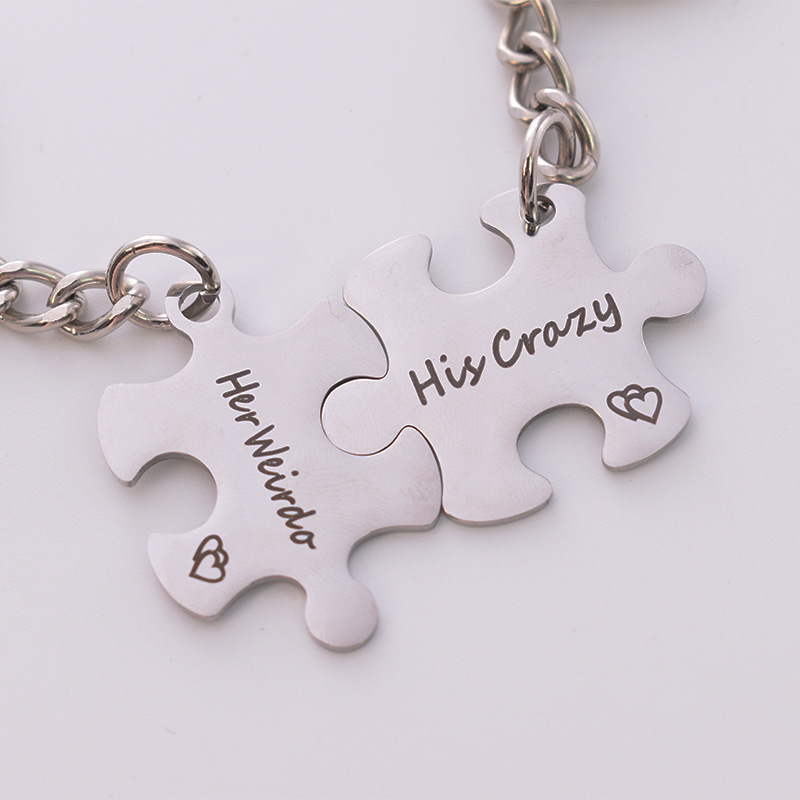 MKC99-Sublimation " Her Weirdo His Crazy " Couple Keychain
