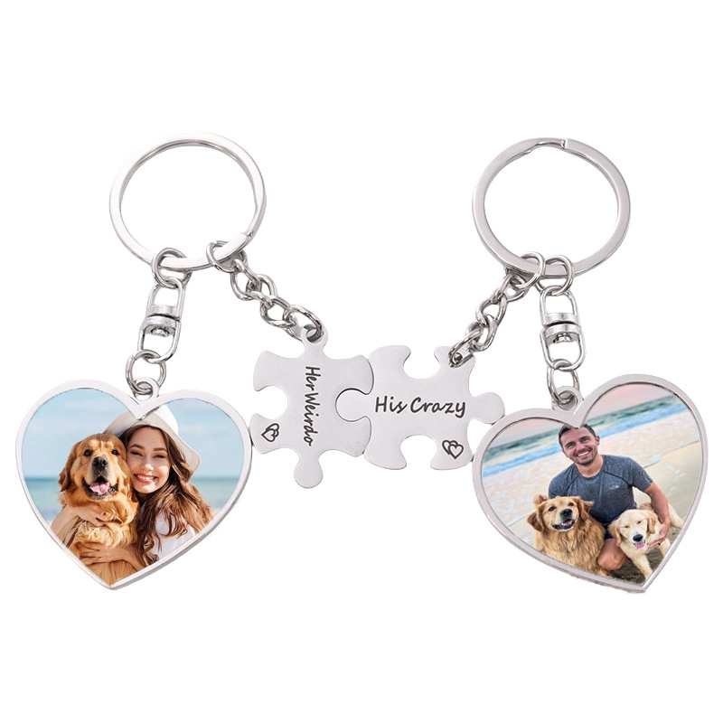 MKC103-Sublimation " Her Weirdo His Crazy " Heart Couple Keychain