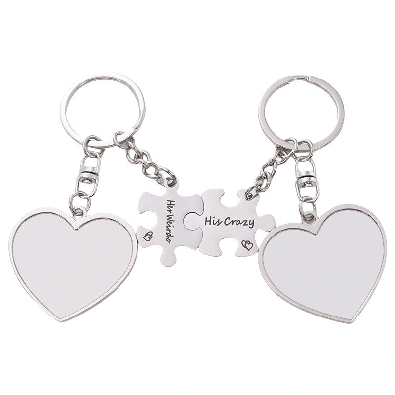 MKC103-Sublimation " Her Weirdo His Crazy " Heart Couple Keychain