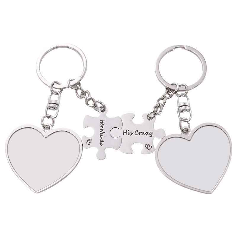 MKC103-Sublimation " Her Weirdo His Crazy " Heart Couple Keychain