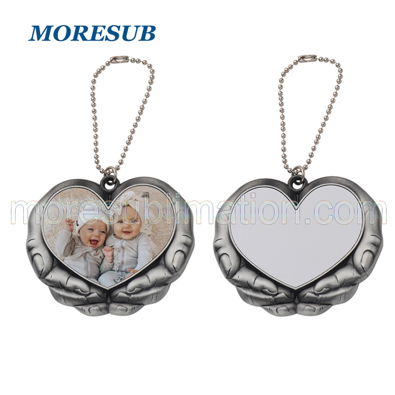 Sublimation Heart In Hands Car Charm Blanlc Wholesale Car Hanger