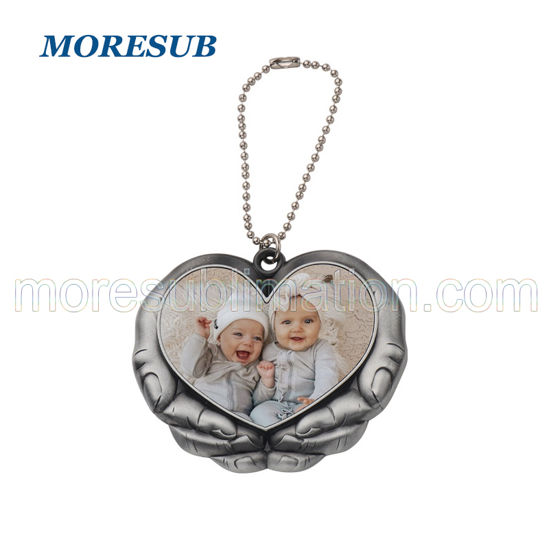 Sublimation Heart In Hands Car Charm Blanlc Wholesale Car Hanger