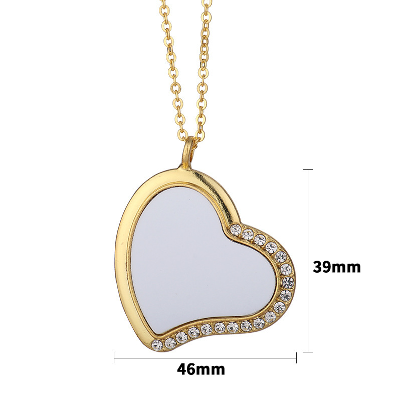 Sublimation Heart Necklace Blank Wholesale  Zinc Alloy Necklace