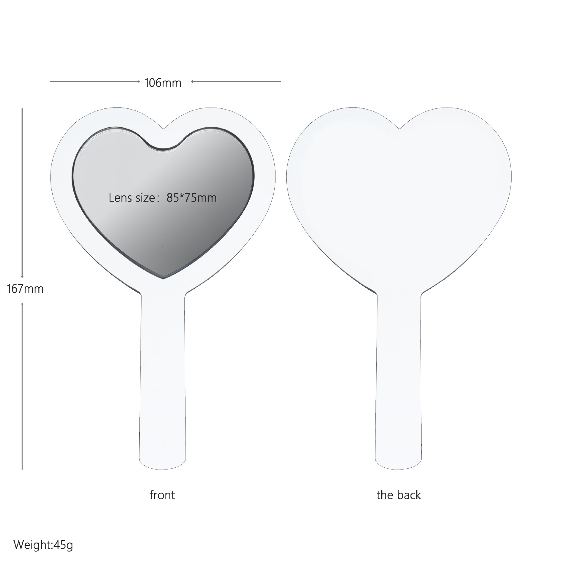 Sublimation Hand Mirror Blanks Wholesale MDF Heart Mirror