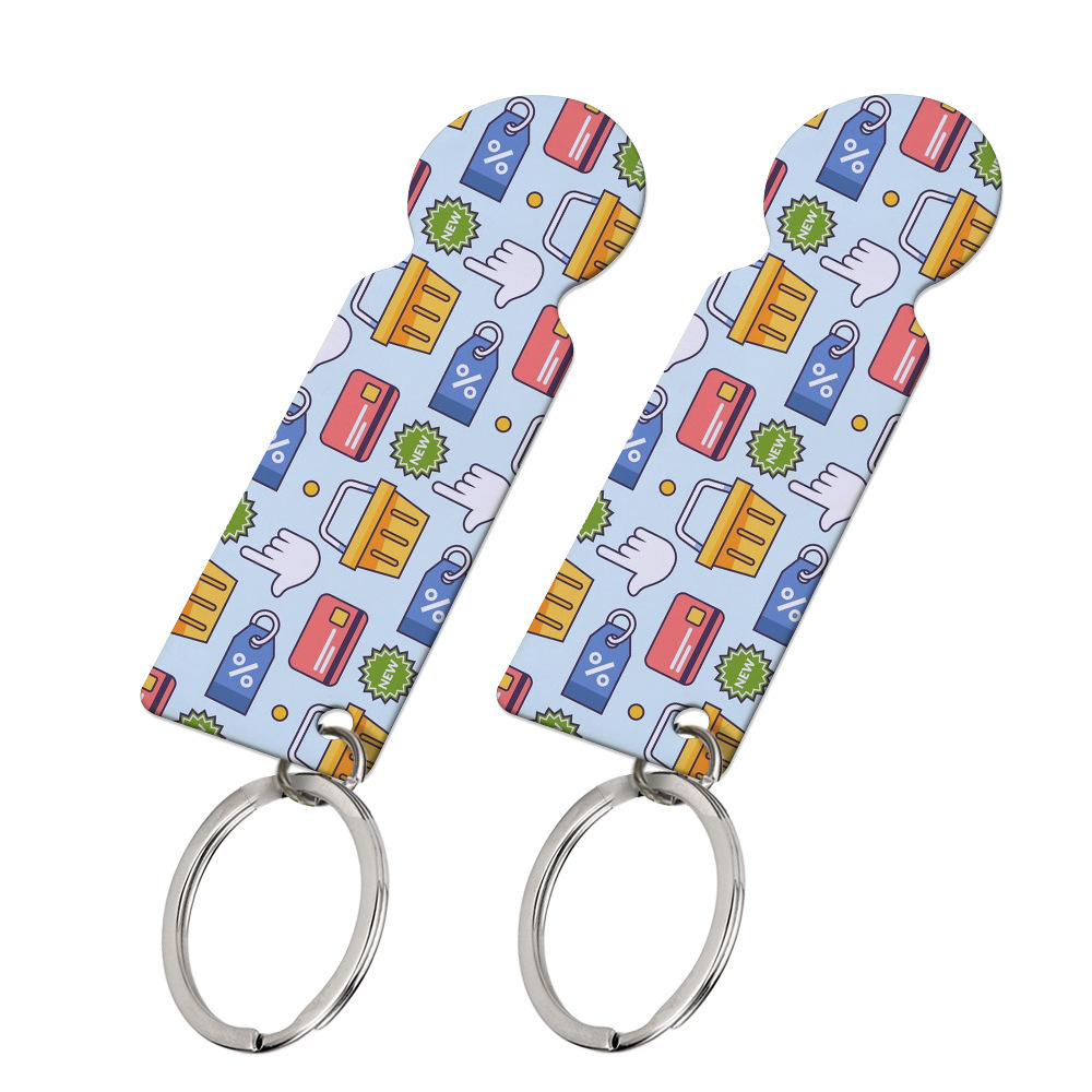 Sublimation Shopping Cart Clips Coins Key Ring Wholesale Metal Keychain