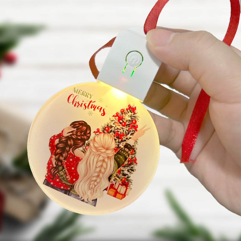 Sublimation Christmas Light Ornament Blanks Wholesale Round Pendant