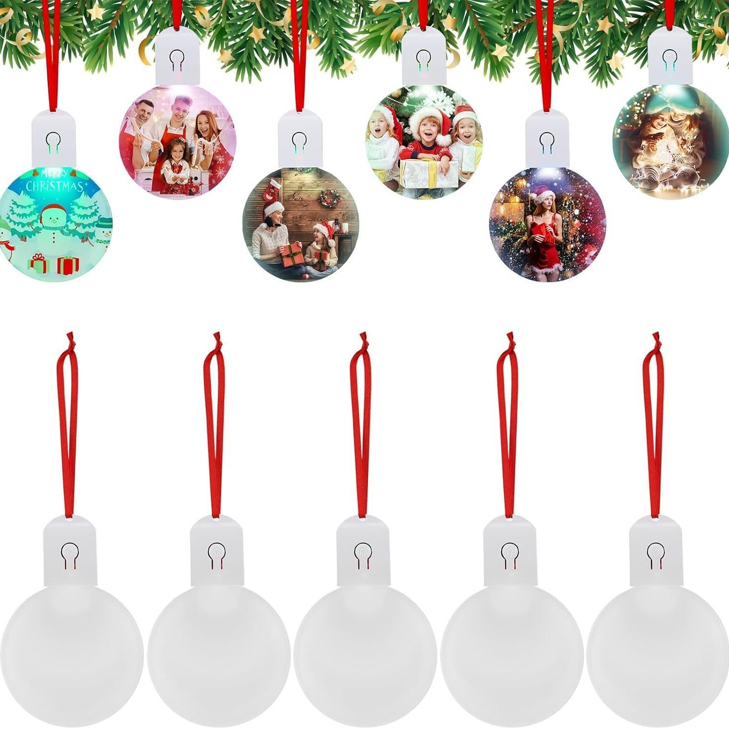 Sublimation Christmas Light Ornament Blanks Wholesale Round Pendant