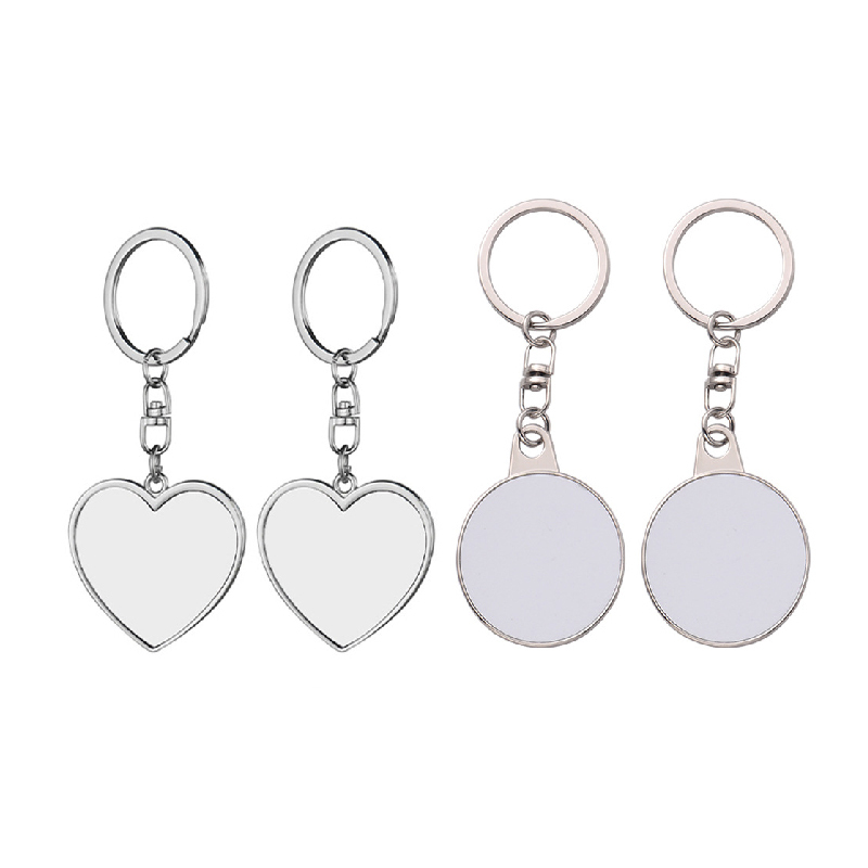 Sublimation Metal Keychain Blanks Wholesale Round Heart Shapes Keychain