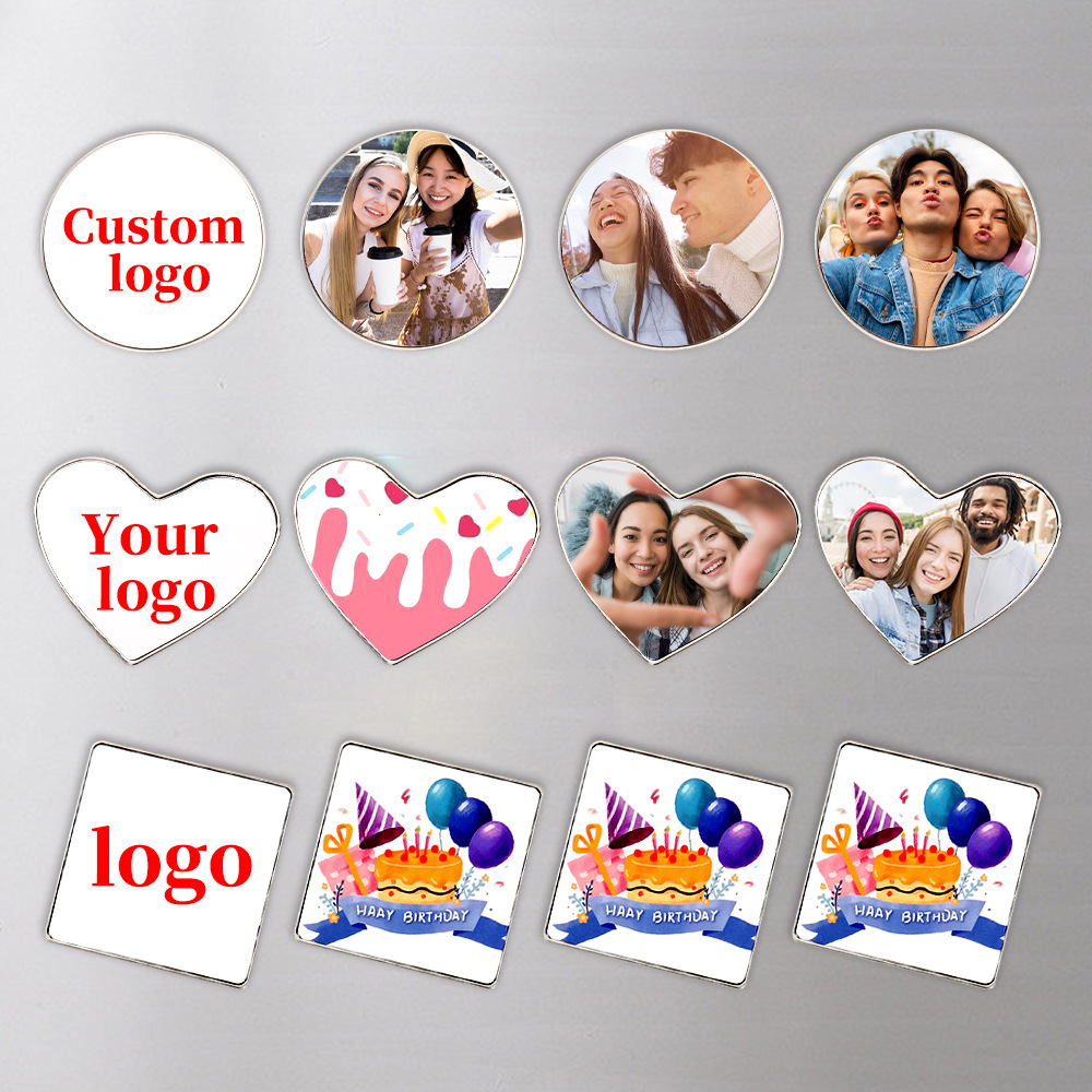 Sublimation Fridge Magnet Blanks Wholesale Metal Round Heart Square Shapes Fridge Magnet