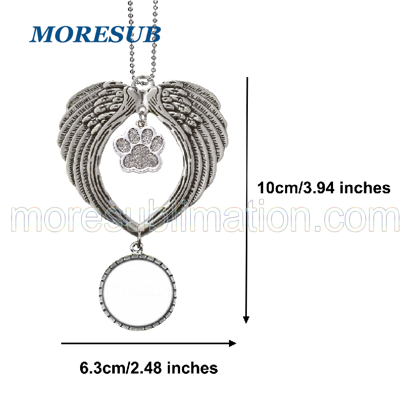 Sublimation Pet Paw Angel Wings Car Hanger Blanks Wholesale Ornament