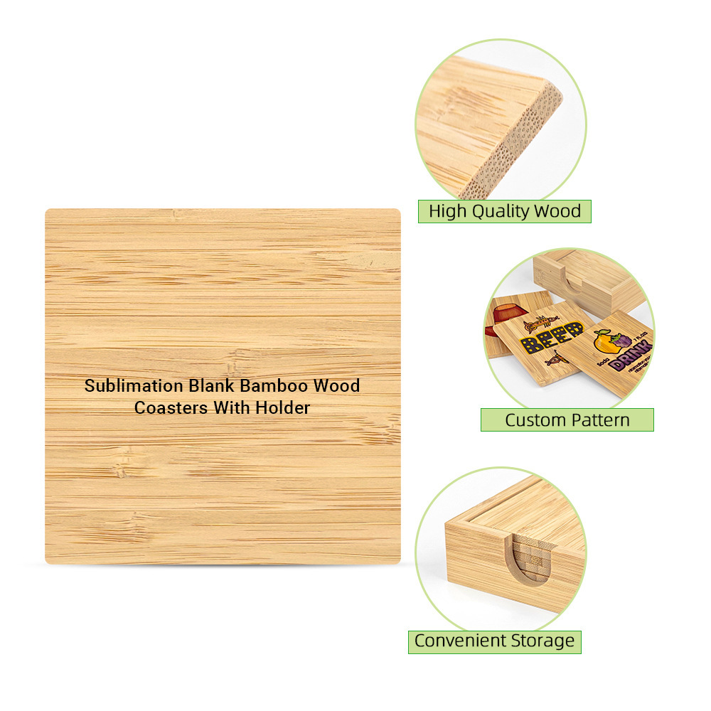 Sublimation Bamboo Wood Coaster Blanks Wholesale Cup Coaster