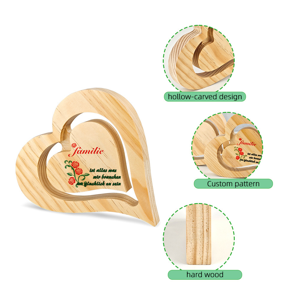 Sublimation Heart Photo Frame Blanks Wholesale Bamboo Wood Heart Ornament