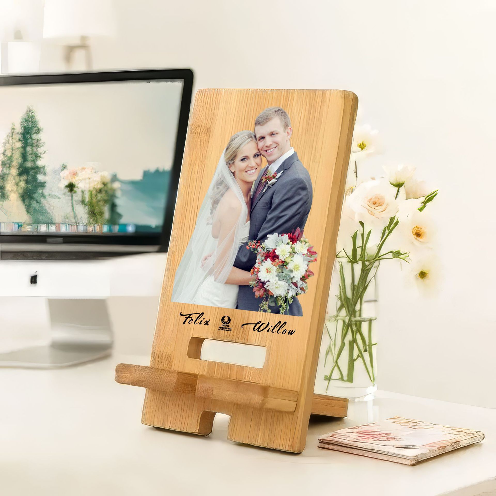 Sublimation Bamboo Wood Phone Stand Wholesale Smartphone Holders