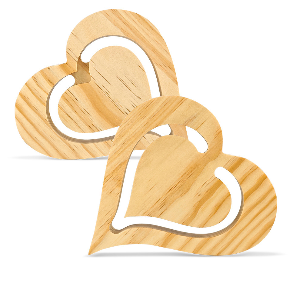 Sublimation Heart Photo Frame Blanks Wholesale Bamboo Wood Heart Ornament