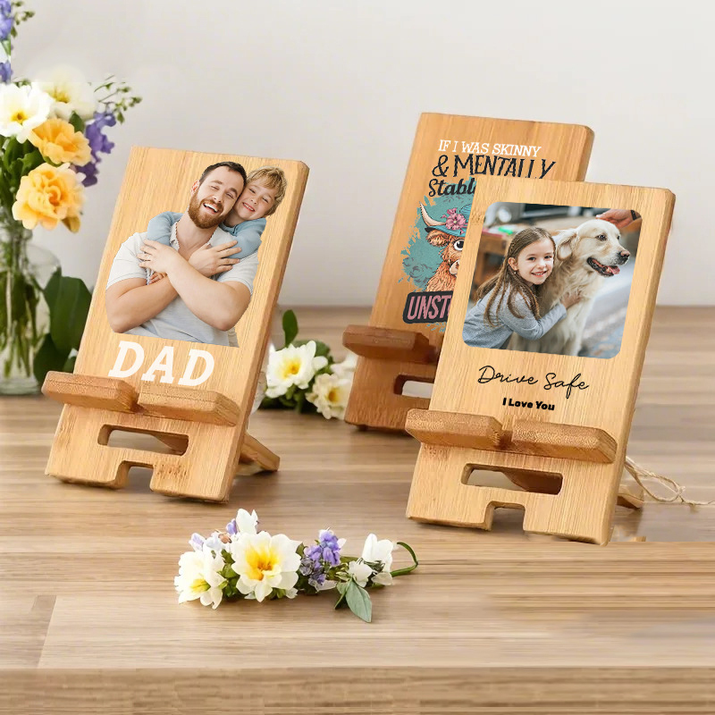 Sublimation Bamboo Wood Phone Stand Wholesale Smartphone Holders