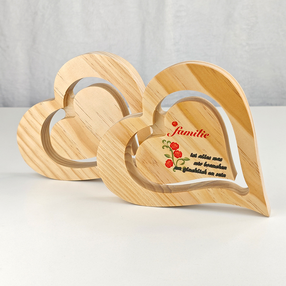 Sublimation Heart Photo Frame Blanks Wholesale Bamboo Wood Heart Ornament