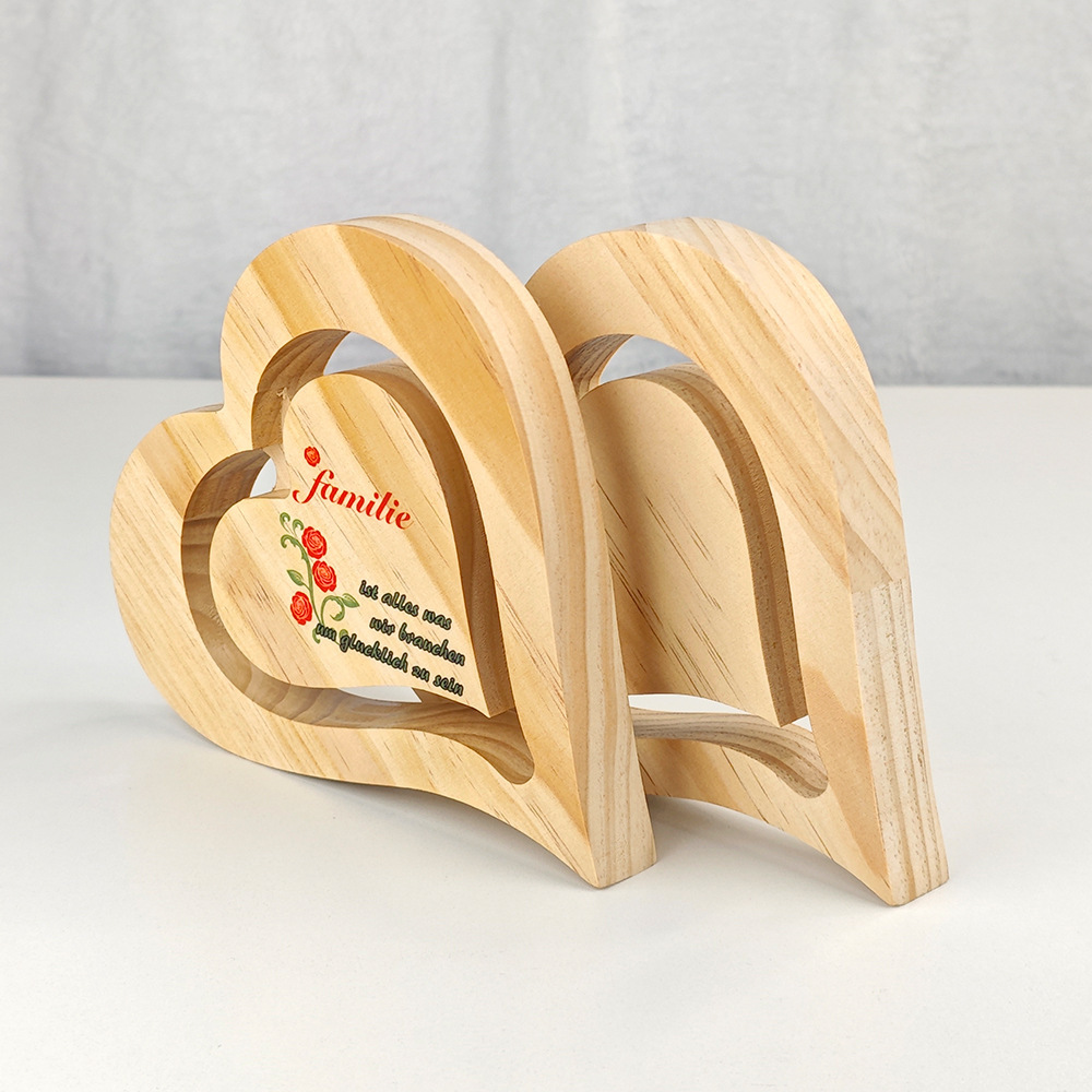 Sublimation Heart Photo Frame Blanks Wholesale Bamboo Wood Heart Ornament