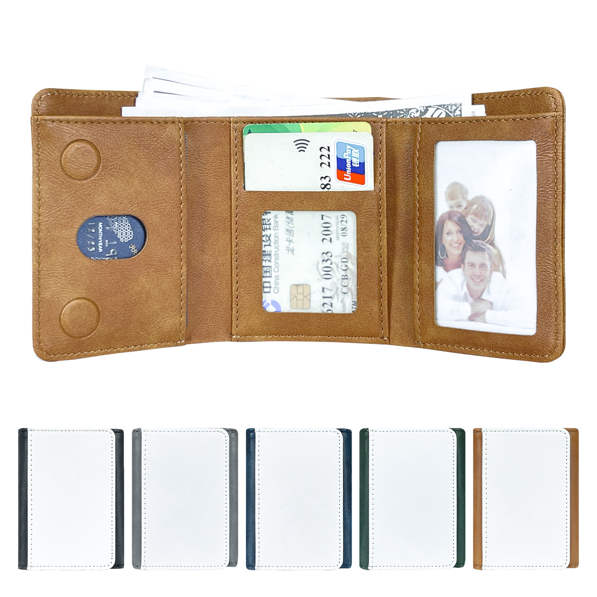 Sublimation Three-fold Wallet Blanks Wholesale PU Leather Wallets