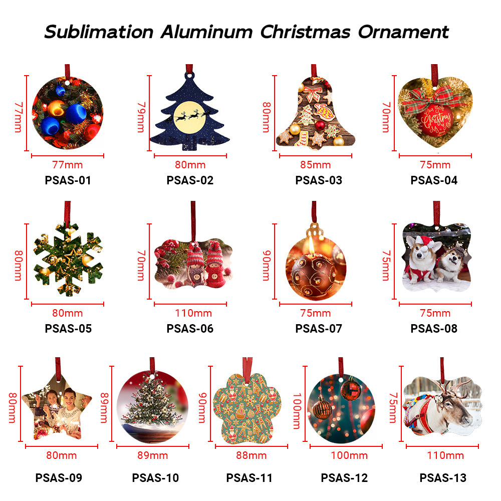 Sublimation Aluminum Sheet Ornament Blanks Wholesale Pendants For Christmas