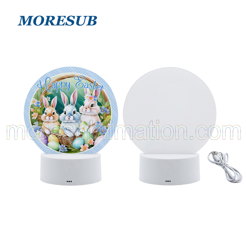 Sublimation Round LED 3 Colors Bedside Lamp Blanks Wholesale Easter Night Light