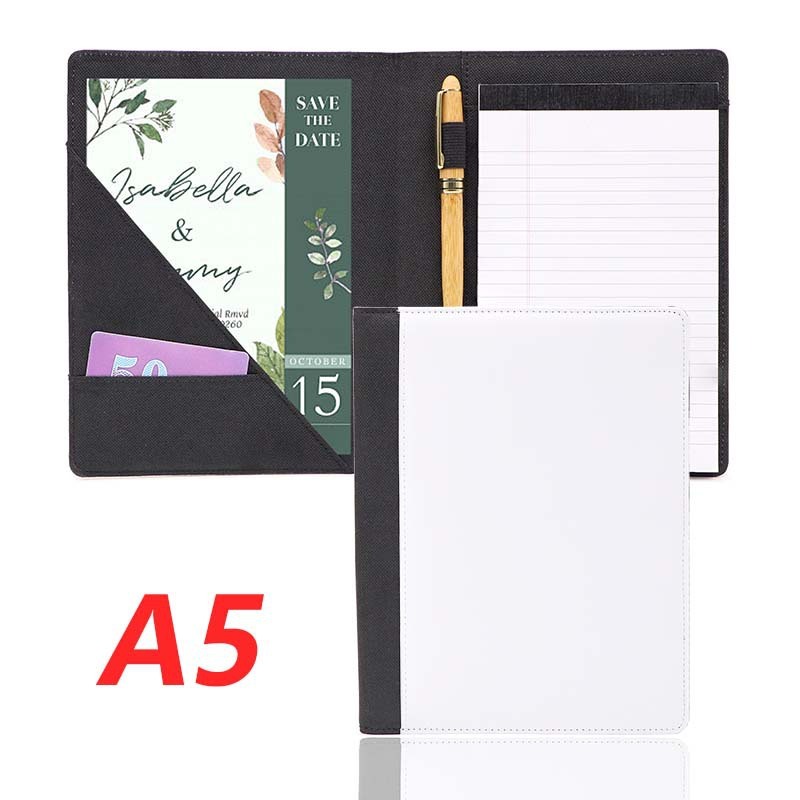 Sublimation Notebook Portfolio Blanks Wholesale PU Leather Portfolio With Pen Holder