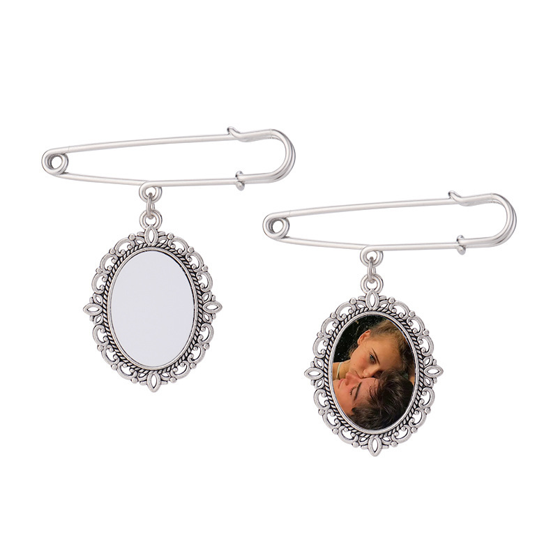 Sublimation Oval Brooches Photo Charm Blanks Wholesale Badge